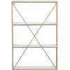 image:imageDeco 79 Metal 3 Level Wall Shelf with White Wooden Shelves 16 x 4 x 24 GoldLARGE SIZE