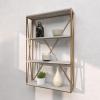image:imageDeco 79 Metal 3 Level Wall Shelf with White Wooden Shelves 16 x 4 x 24 GoldLARGE SIZE
