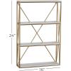 image:imageDeco 79 Metal 3 Level Wall Shelf with White Wooden Shelves 16 x 4 x 24 GoldLARGE SIZE