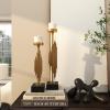 image:imageDeco 79 Stainless Steel Metal Abstract Decorative Candle Holder Vertical Pipe Candle Stand with Black Marble Base Set of 2 Candlestick Holder 21 16H GoldGold
