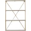 image:imageDeco 79 Metal 3 Level Wall Shelf with White Wooden Shelves 16 x 4 x 24 GoldLARGE SIZE