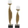 image:imageDeco 79 Stainless Steel Metal Abstract Decorative Candle Holder Vertical Pipe Candle Stand with Black Marble Base Set of 2 Candlestick Holder 21 16H GoldGold
