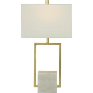 image:imageCosmoLiving by Cosmopolitan Marble Room Table Lamp Geometric Accent Lamp with Square Shade Lamp 15 x 9 x 27 GoldGold