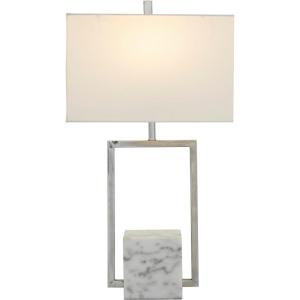 image:imageCosmoLiving by Cosmopolitan Marble Room Table Lamp Geometric Accent Lamp with Square Shade Lamp 15 x 9 x 27 GoldSilver