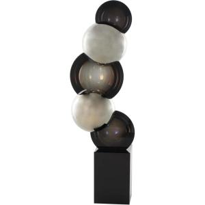 image:imageDeco 79 Glass Abstract Decorative Sculpture Stacked Orb Home Decor Statue with Black Base Accent Figurine 5 x 4 x 16 BlackBlack