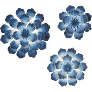 image:imageDeco 79 Metal Floral Home Wall Decor 3D Wall Sculpture Wall Art 38 x 3 x 16 BlueBlue