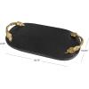 image:imageDeco 79 Marble Living Room Decor Tray Oval Ottoman Tray with Gold Leaf Handles Serving Tray 19 x 10 x 2 BlackBlack