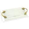 image:imageDeco 79 Marble Living Room Decor Tray Oval Ottoman Tray with Gold Leaf Handles Serving Tray 19 x 10 x 2 BlackWhite