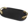 image:imageDeco 79 Marble Living Room Decor Tray Oval Ottoman Tray with Gold Leaf Handles Serving Tray 19 x 10 x 2 BlackBlack