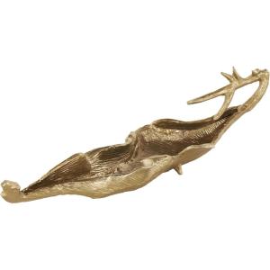 image:imageDeco 79 Aluminum Metal Leaf Decorative Bowl Decorative Bowl Textured Folded Decorative Container with Stem Decorative Keepsake Box 27 x 9 x 8 GoldGold