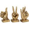 image:imageCosmoLiving by Cosmopolitan Polystone Hands Decorative Sculpture Home Decor Statues Set of 3 Accent Figurines 7 7 6H Gold