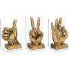 image:imageCosmoLiving by Cosmopolitan Polystone Hands Decorative Sculpture Home Decor Statues Set of 3 Accent Figurines 7 7 6H Gold