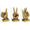 image:imageCosmoLiving by Cosmopolitan Polystone Hands Decorative Sculpture Home Decor Statues Set of 3 Accent Figurines 7 7 6H Gold