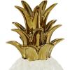 image:imageCosmoLiving by Cosmopolitan Porcelain Ceramic Fruit Decorative Sculpture Pineapple Home Decor Statue with Gold Leaves Accent Figurine 4 x 4 x 10 White