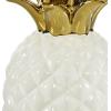 image:imageCosmoLiving by Cosmopolitan Porcelain Ceramic Fruit Decorative Sculpture Pineapple Home Decor Statue with Gold Leaves Accent Figurine 4 x 4 x 10 White