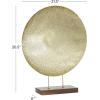 image:imageDeco 79 Metal Geometric Decorative Sculpture Plate Home Decor Statue with Wood Stand Accent Figurine 22 x 6 x 27 GoldGold