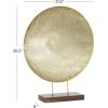image:imageDeco 79 Metal Geometric Decorative Sculpture Plate Home Decor Statue with Wood Stand Accent Figurine 22 x 6 x 27 GoldGold