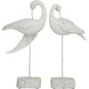 image:imageDeco 79 Polystone Bird Decorative Sculpture Home Decor Statues with Blue Coral Patterns and Wood Inspired Bases Set of 2 Accent Figurines 16 15H WhiteWhite