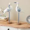 image:imageDeco 79 Polystone Bird Decorative Sculpture Home Decor Statues with Blue Coral Patterns and Wood Inspired Bases Set of 2 Accent Figurines 16 15H WhiteWhite