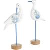 image:imageDeco 79 Polystone Bird Decorative Sculpture Home Decor Statues with Blue Coral Patterns and Wood Inspired Bases Set of 2 Accent Figurines 16 15H WhiteWhite