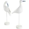 image:imageDeco 79 Polystone Bird Decorative Sculpture Home Decor Statues with Blue Coral Patterns and Wood Inspired Bases Set of 2 Accent Figurines 16 15H WhiteWhite