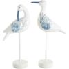 image:imageDeco 79 Polystone Bird Decorative Sculpture Home Decor Statues with Blue Coral Patterns and Wood Inspired Bases Set of 2 Accent Figurines 16 15H WhiteWhite