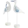 image:imageDeco 79 Polystone Bird Decorative Sculpture Home Decor Statues with Blue Coral Patterns and Wood Inspired Bases Set of 2 Accent Figurines 16 15H WhiteWhite