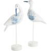 image:imageDeco 79 Polystone Bird Decorative Sculpture Home Decor Statues with Blue Coral Patterns and Wood Inspired Bases Set of 2 Accent Figurines 16 15H WhiteWhite