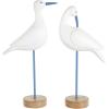 image:imageDeco 79 Polystone Bird Decorative Sculpture Home Decor Statues with Blue Coral Patterns and Wood Inspired Bases Set of 2 Accent Figurines 16 15H WhiteWhite