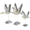 image:imageDeco 79 Polystone Bird Decorative Sculpture Home Decor Statues with Blue Coral Patterns and Wood Inspired Bases Set of 2 Accent Figurines 16 15H WhiteGray