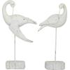 image:imageDeco 79 Polystone Bird Decorative Sculpture Home Decor Statues with Blue Coral Patterns and Wood Inspired Bases Set of 2 Accent Figurines 16 15H WhiteWhite