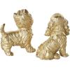 image:imageDeco 79 Polystone Dog Decorative Sculpture Sitting and Standing Home Decor Statues Set of 2 Accent Figurines 5W 9H GoldGold