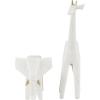 image:imageDeco 79 Polystone Elephant Giraffe Decorative Sculpture Cubist Inspired Home Decor Statues with Gold Accents Set of 2 Accent Figurines 7 16 H WhiteWhite