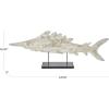 image:imageDeco 79 Polystone Fish Decorative Sculpture Home Decor Statue with Blue Floral Patterns and Stand Accent Figurine 15 x 3 x 10 WhiteCream