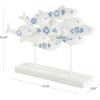 image:imageDeco 79 Polystone Fish Decorative Sculpture Home Decor Statue with Blue Floral Patterns and Stand Accent Figurine 15 x 3 x 10 WhiteWhite