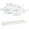 image:imageDeco 79 Polystone Fish Decorative Sculpture Home Decor Statue with Blue Floral Patterns and Stand Accent Figurine 15 x 3 x 10 WhiteWhite