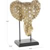 image:imageDeco 79 Resin Elephant Decorative Sculpture Beaded Home Decor Statue with Rhinestone Accents and Black Metal Stand Accent Figurine 13 x 10 x 8 GoldGold
