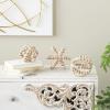 image:imageDeco 79 Wood Knot Handmade Decorative Sculpture Beaded Home Decor Statues with White Washed Distressing Set of 3 Accent Figurines 6 5 5 H Brown