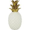 image:imageCosmoLiving by Cosmopolitan Porcelain Ceramic Fruit Decorative Sculpture Pineapple Home Decor Statue with Gold Leaves Accent Figurine 4 x 4 x 10 White