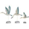 image:imageDeco 79 Polystone Bird Decorative Sculpture Home Decor Statues with Blue Coral Patterns and Wood Inspired Bases Set of 2 Accent Figurines 16 15H WhiteBlue