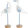 image:imageDeco 79 Polystone Bird Decorative Sculpture Home Decor Statues with Blue Coral Patterns and Wood Inspired Bases Set of 2 Accent Figurines 16 15H WhiteWhite