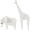 image:imageDeco 79 Polystone Elephant Giraffe Decorative Sculpture Cubist Inspired Home Decor Statues with Gold Accents Set of 2 Accent Figurines 7 16 H WhiteWhite