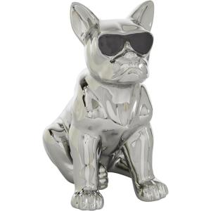 image:imageCosmoLiving by Cosmopolitan Ceramic Bulldog Decorative Sculpture Home Decor Statue with Sunglasses Accent Figurine 6 x 10 x 12 GoldSilver