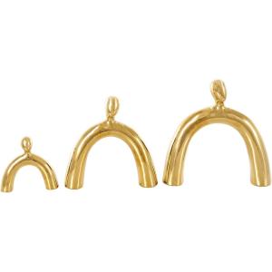 image:imageDeco 79 Ceramic Family Decorative Sculpture Abstract Arched Home Decor Statues Set of 3 Accent Figurines 11 9 6 H Gold