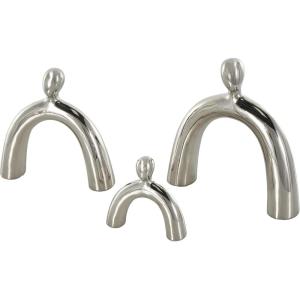 image:imageDeco 79 Ceramic Family Decorative Sculpture Abstract Arched Home Decor Statues Set of 3 Accent Figurines 11 9 6 H Silver