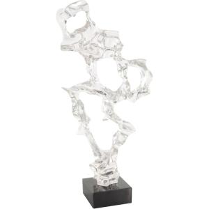 image:imageDeco 79 Glass Abstract Decorative Sculpture Home Decor Statue with Black Square Base Accent Figurine 14 x 6 x 29 ClearClear