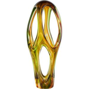 image:imageDeco 79 Glass Abstract Decorative Sculpture Ombre Cutout Home Decor Statue with Amber Accents Accent Figurine 8 x 4 x 17 BlackOrange