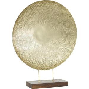 image:imageDeco 79 Metal Geometric Decorative Sculpture Plate Home Decor Statue with Wood Stand Accent Figurine 22 x 6 x 27 GoldGold
