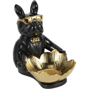 image:imageDeco 79 Polystone Dog Decorative Sculpture Sitting and Standing Home Decor Statues Set of 2 Accent Figurines 5W 9H GoldBlack