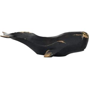 image:imageDeco 79 Polystone Fish Decorative Sculpture Home Decor Statue with Blue Floral Patterns and Stand Accent Figurine 15 x 3 x 10 WhiteBlack